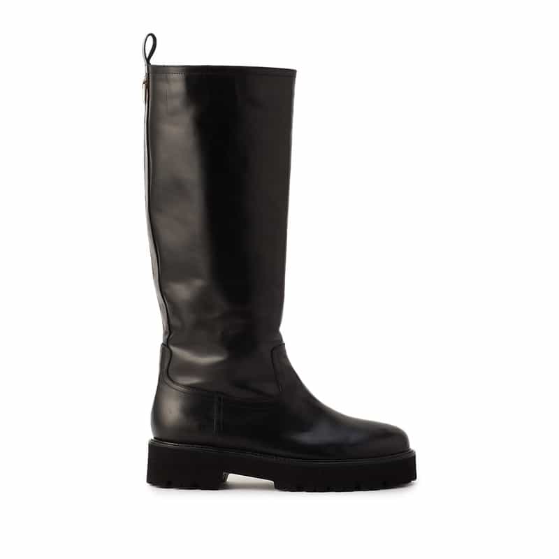 BARNEYS NEW YORK レザー ロングブーツ BLACK
