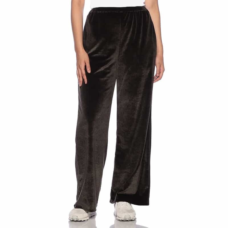 BARNEYS NEW YORK ベロア素材ドローストリング ワイドパンツ DARK BROWN
