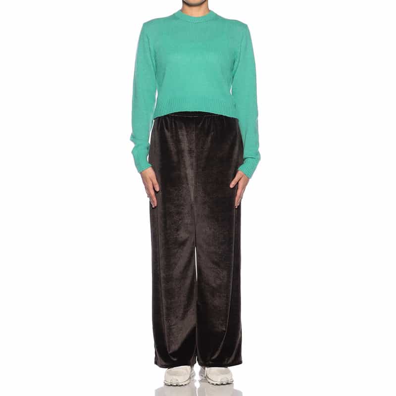 BARNEYS NEW YORK ベロア素材ドローストリング ワイドパンツ DARK BROWN
