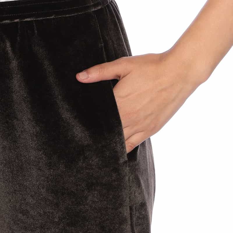 BARNEYS NEW YORK ベロア素材ドローストリング ワイドパンツ DARK BROWN