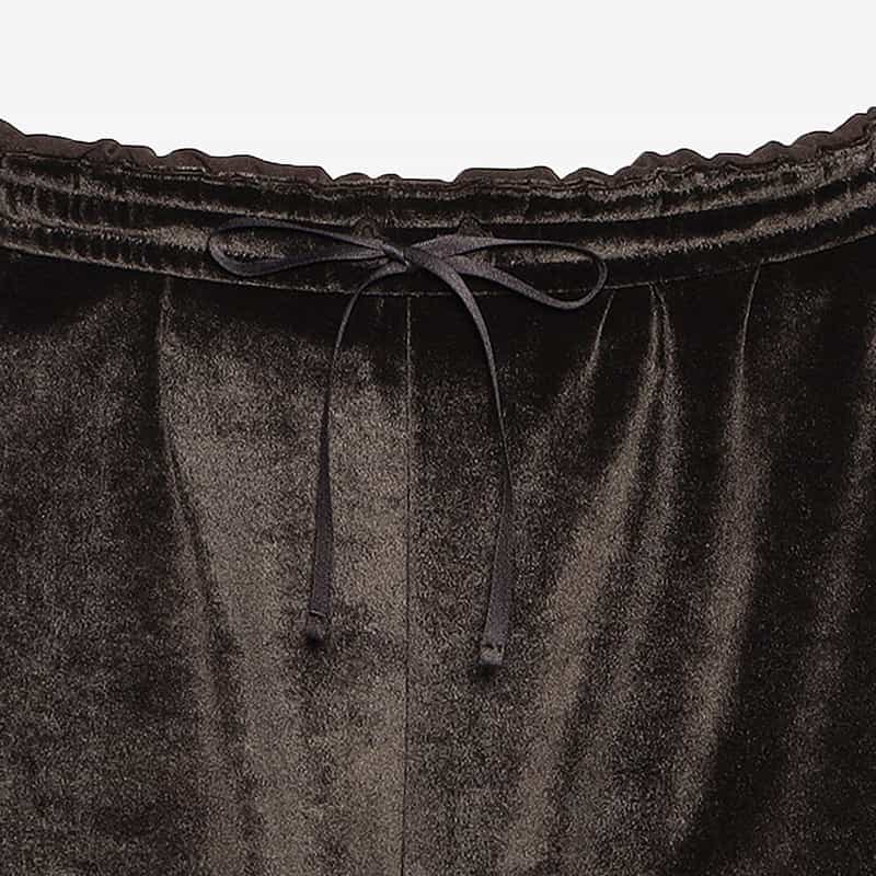 BARNEYS NEW YORK ベロア素材ドローストリング ワイドパンツ DARK BROWN