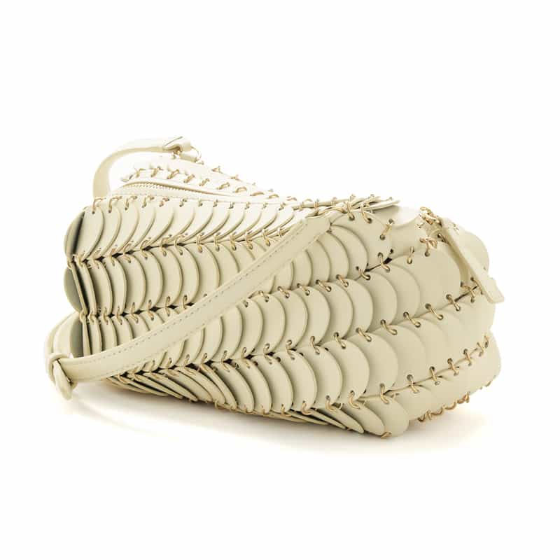 RABANNE "PACO" レザーショルダーバッグ IVORY