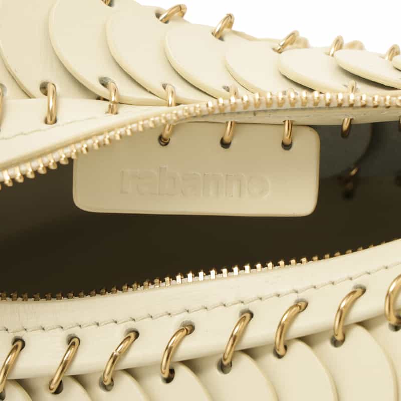 RABANNE "PACO" レザーショルダーバッグ IVORY