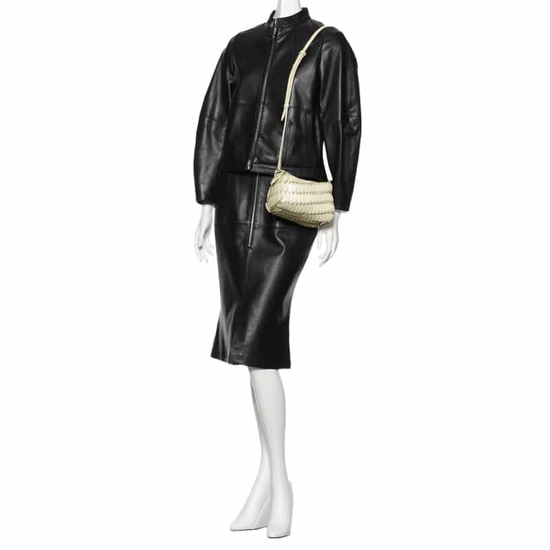 RABANNE "PACO" レザーショルダーバッグ IVORY