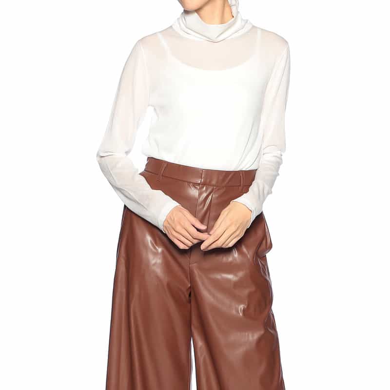 BARNEYS NEW YORK タートルネック シアーニットプルオーバー WHITE