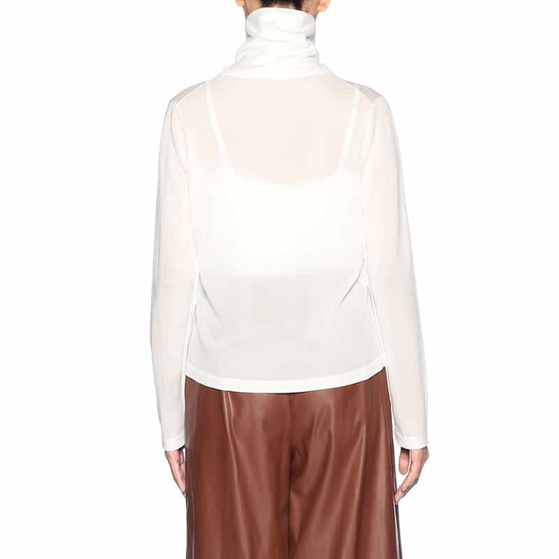 BARNEYS NEW YORK タートルネック シアーニットプルオーバー WHITE