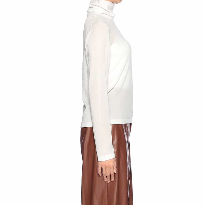 BARNEYS NEW YORK タートルネック シアーニットプルオーバー WHITE