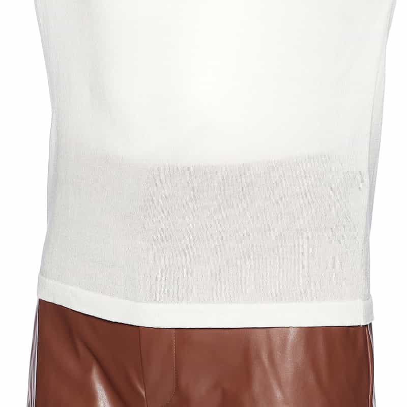 BARNEYS NEW YORK タートルネック シアーニットプルオーバー WHITE