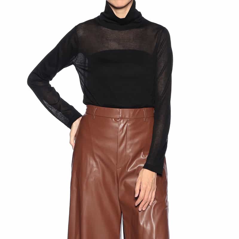 BARNEYS NEW YORK タートルネック シアーニットプルオーバー BLACK