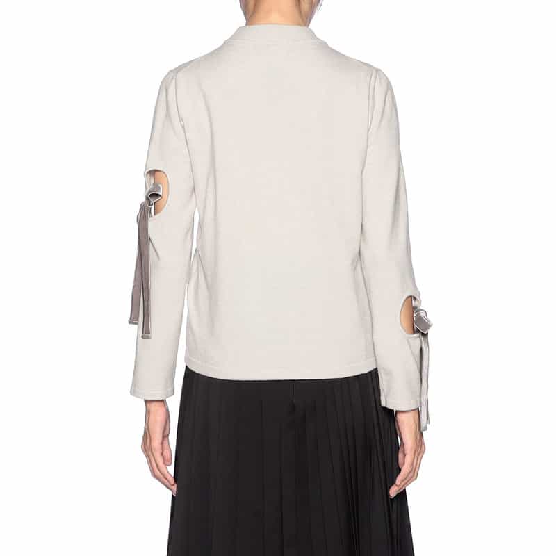 BARNEYS NEW YORK アシンメトリー リボンアーム ニットプルオーバー GRAY