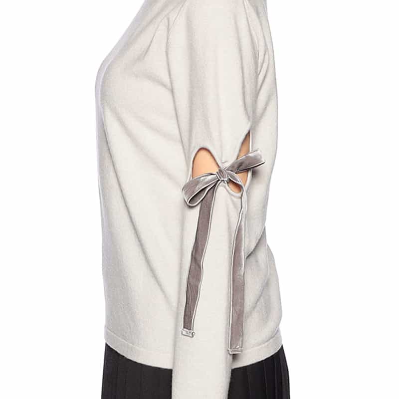 BARNEYS NEW YORK アシンメトリー リボンアーム ニットプルオーバー GRAY