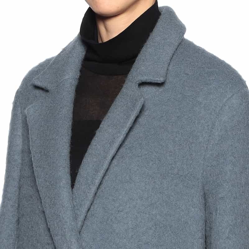 BARNEYS NEW YORK シャギー ロングチェスターコート BLUE