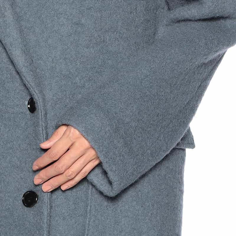 BARNEYS NEW YORK シャギー ロングチェスターコート BLUE