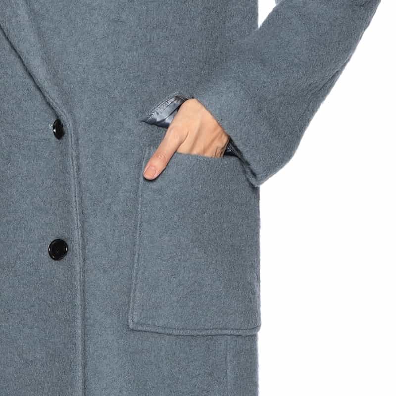 BARNEYS NEW YORK シャギー ロングチェスターコート BLUE