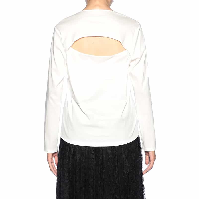 BARNEYS NEW YORK バックオープン カットソー WHITE