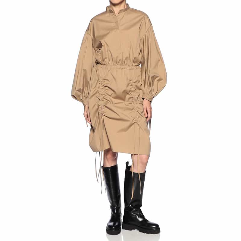 BARNEYS NEW YORK ギャザーデザイン ドレス CAMEL
