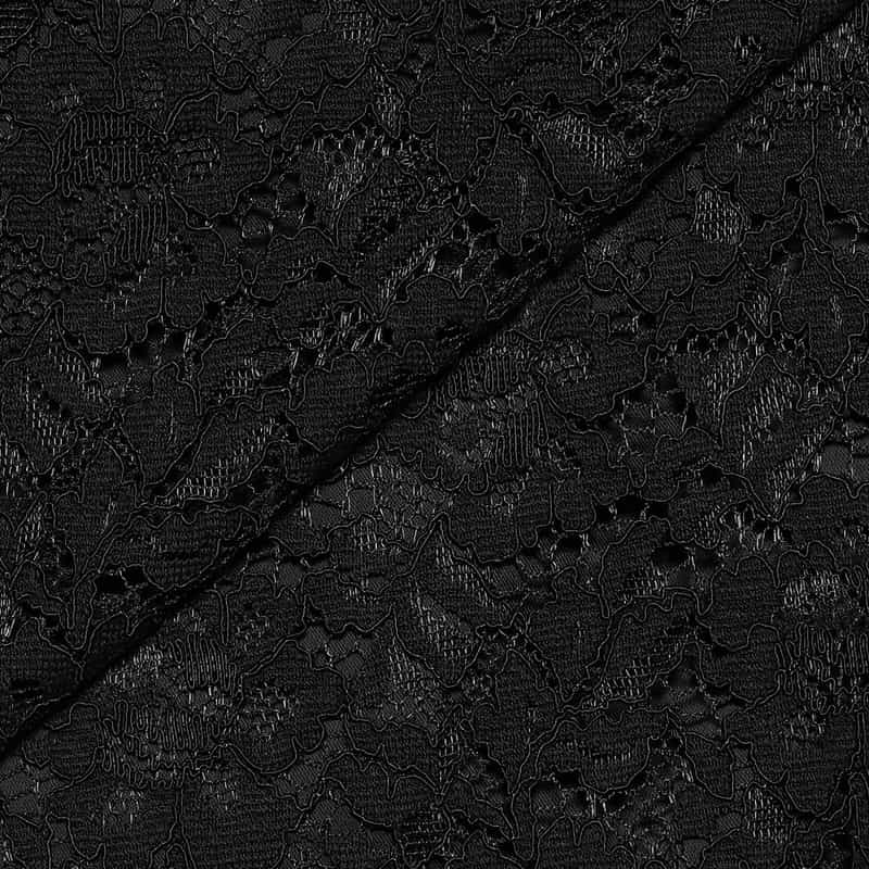 BARNEYS NEW YORK レース×サテン 襟付きミニドレス （インナードレス付き） BLACK