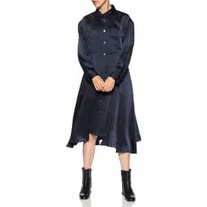 デザインヘム パネル切替 サファリシャツドレス