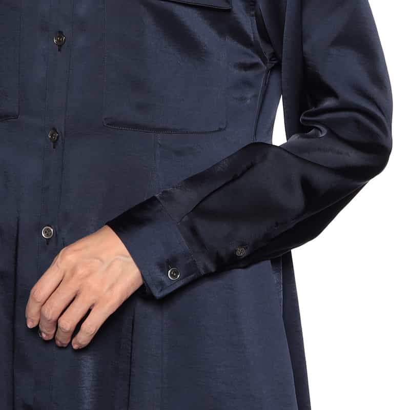 BARNEYS NEW YORK デザインヘム パネル切替 サファリシャツドレス NAVY