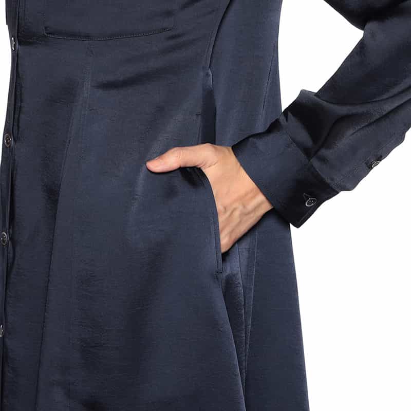 BARNEYS NEW YORK デザインヘム パネル切替 サファリシャツドレス NAVY