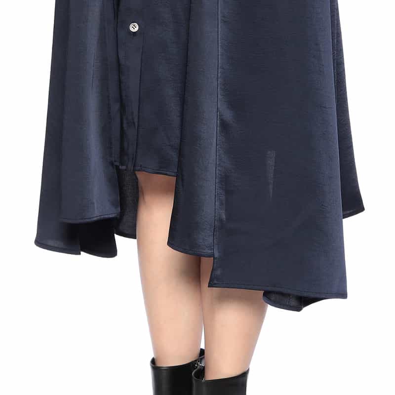 BARNEYS NEW YORK デザインヘム パネル切替 サファリシャツドレス NAVY