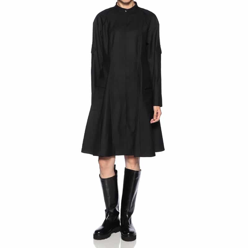 BARNEYS NEW YORK バンドカラー シャツドレス BLACK