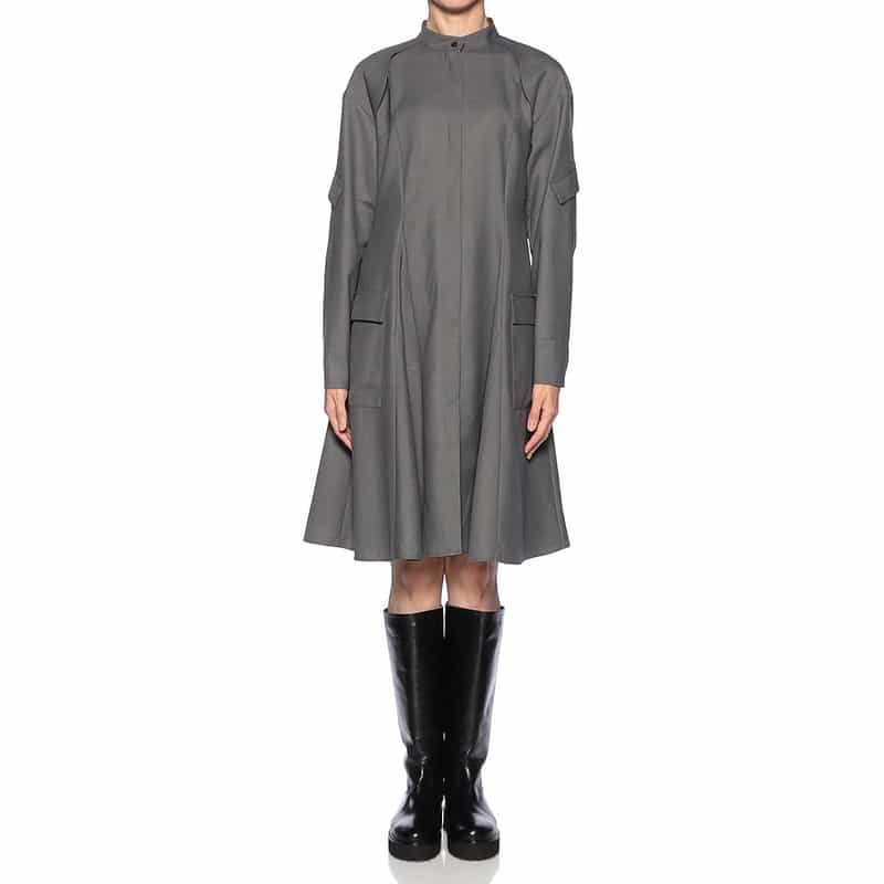 BARNEYS NEW YORK バンドカラー シャツドレス GRAY