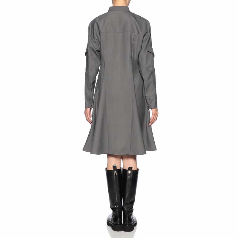 BARNEYS NEW YORK バンドカラー シャツドレス GRAY