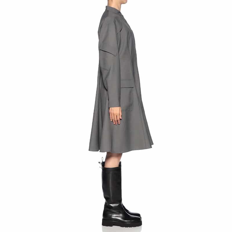 BARNEYS NEW YORK バンドカラー シャツドレス GRAY