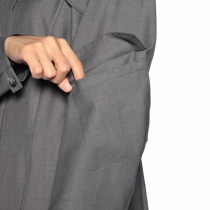 BARNEYS NEW YORK バンドカラー シャツドレス GRAY