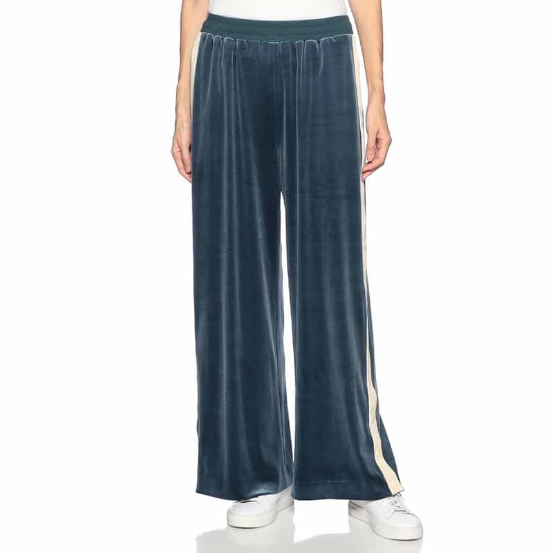 BARNEYS NEW YORK ベロア素材サイドスリット フレアパンツ BLUE
