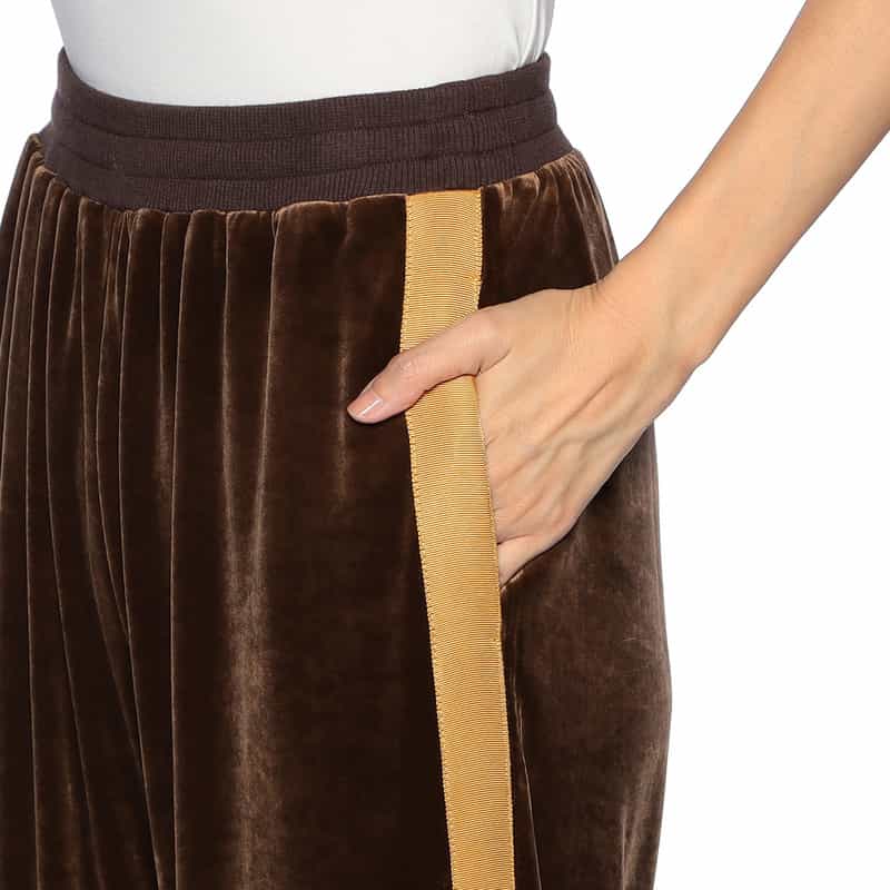BARNEYS NEW YORK ベロア素材サイドスリット フレアパンツ BROWN