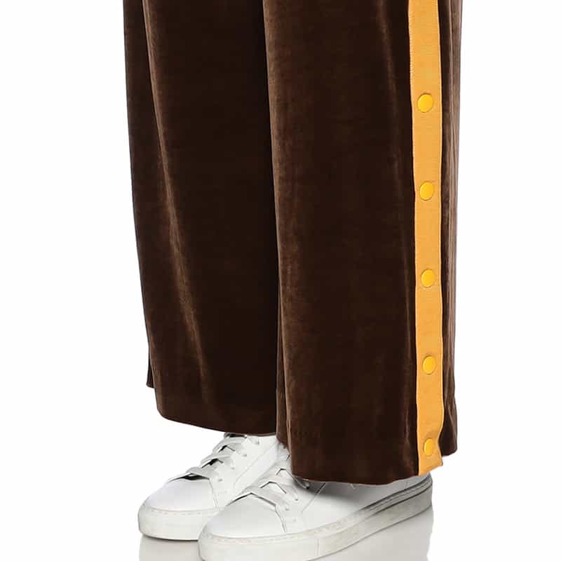 BARNEYS NEW YORK ベロア素材サイドスリット フレアパンツ BROWN