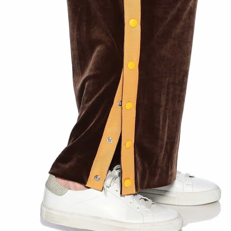 BARNEYS NEW YORK ベロア素材サイドスリット フレアパンツ BROWN
