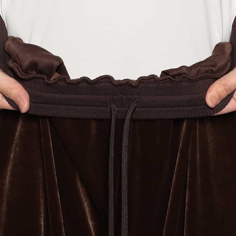 BARNEYS NEW YORK ベロア素材サイドスリット フレアパンツ BROWN