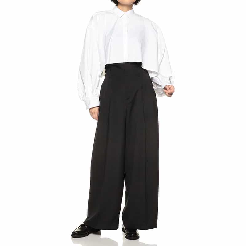 BARNEYS NEW YORK ドロップショルダー クロップドシャツ WHITE