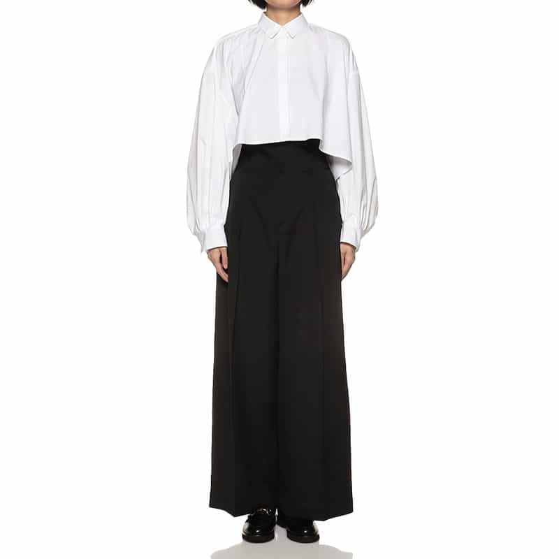 BARNEYS NEW YORK ドロップショルダー クロップドシャツ WHITE