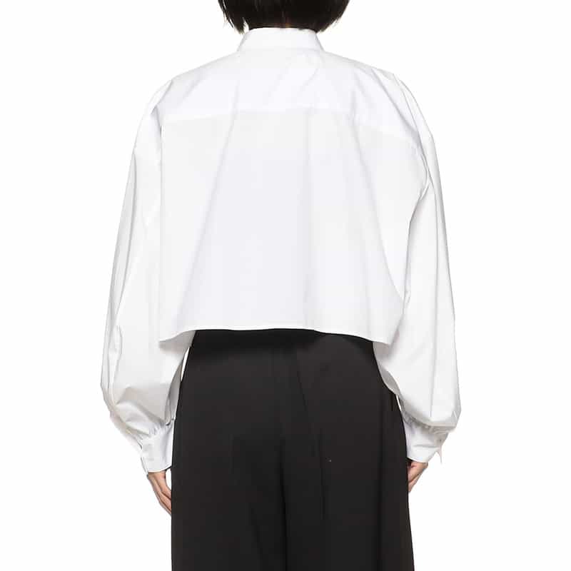 BARNEYS NEW YORK ドロップショルダー クロップドシャツ WHITE