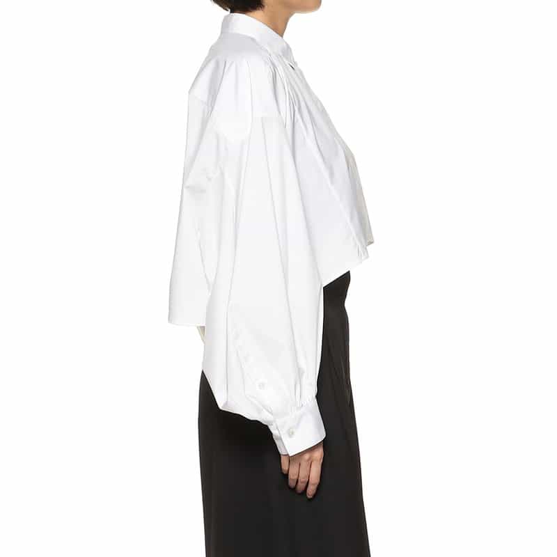 BARNEYS NEW YORK ドロップショルダー クロップドシャツ WHITE