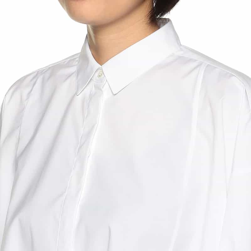 BARNEYS NEW YORK ドロップショルダー クロップドシャツ WHITE
