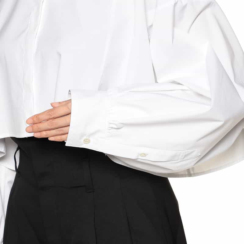 BARNEYS NEW YORK ドロップショルダー クロップドシャツ WHITE