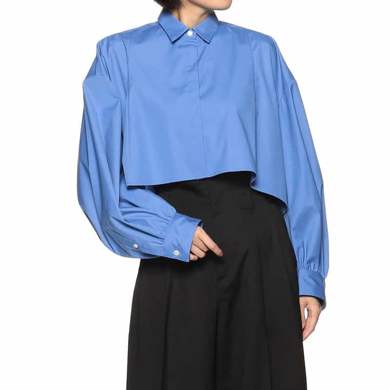 BARNEYS NEW YORK ドロップショルダー クロップドシャツ BLUE