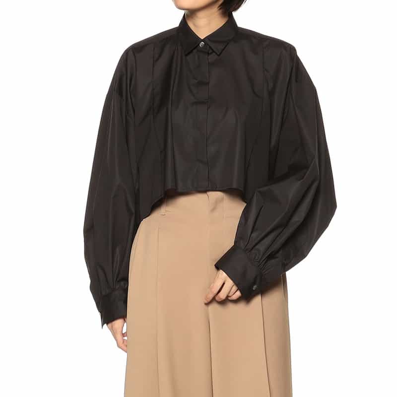 BARNEYS NEW YORK ドロップショルダー クロップドシャツ BLACK
