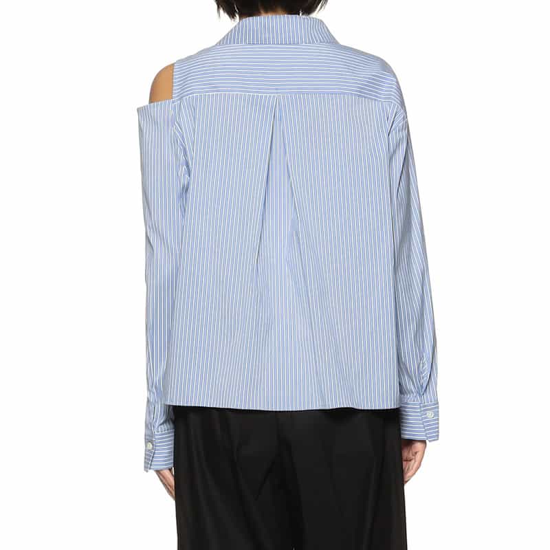 BARNEYS NEW YORK アシンメトリー リボンデザイン ブラウス BLUE