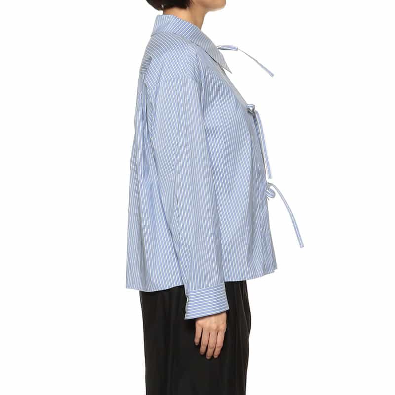 BARNEYS NEW YORK アシンメトリー リボンデザイン ブラウス BLUE