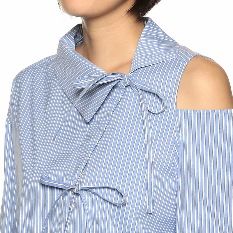 BARNEYS NEW YORK アシンメトリー リボンデザイン ブラウス BLUE