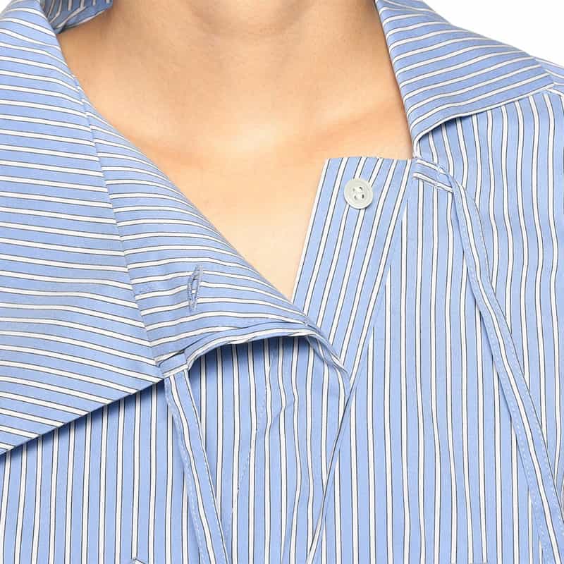 BARNEYS NEW YORK アシンメトリー リボンデザイン ブラウス BLUE