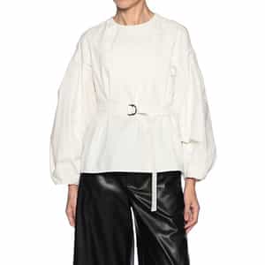 ショルダー＆バックオープン ベルテッド ブラウス