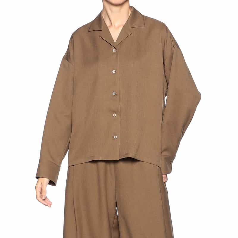 BARNEYS NEW YORK セットアップ ドロップショルダー パジャマ風シャツ BROWN