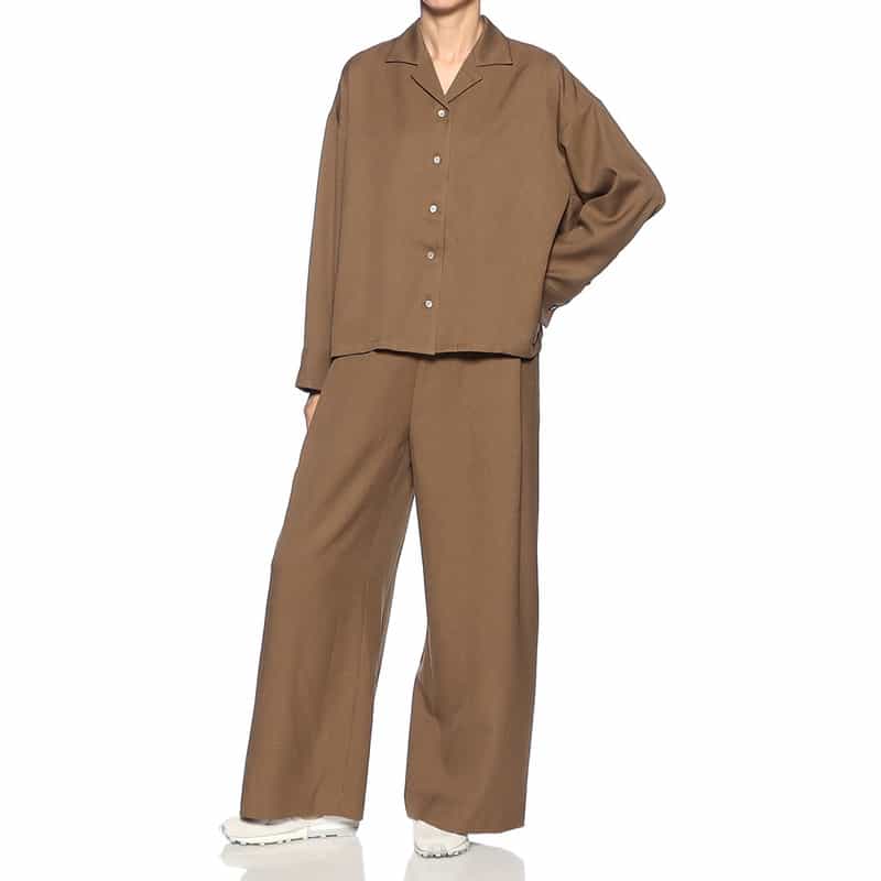 BARNEYS NEW YORK セットアップ ドロップショルダー パジャマ風シャツ BROWN